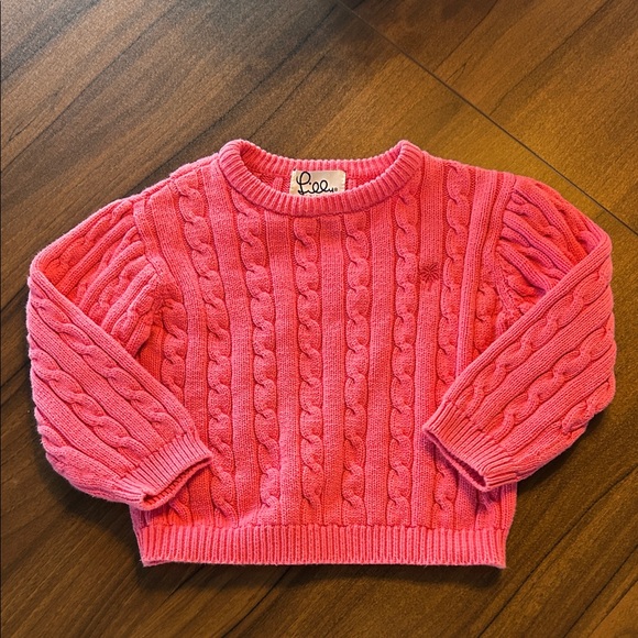 Lilly Pulitzer Sweaters - Vintage Lilly Pulitzer Vibrant Pink Cable Knit Sweater 3t